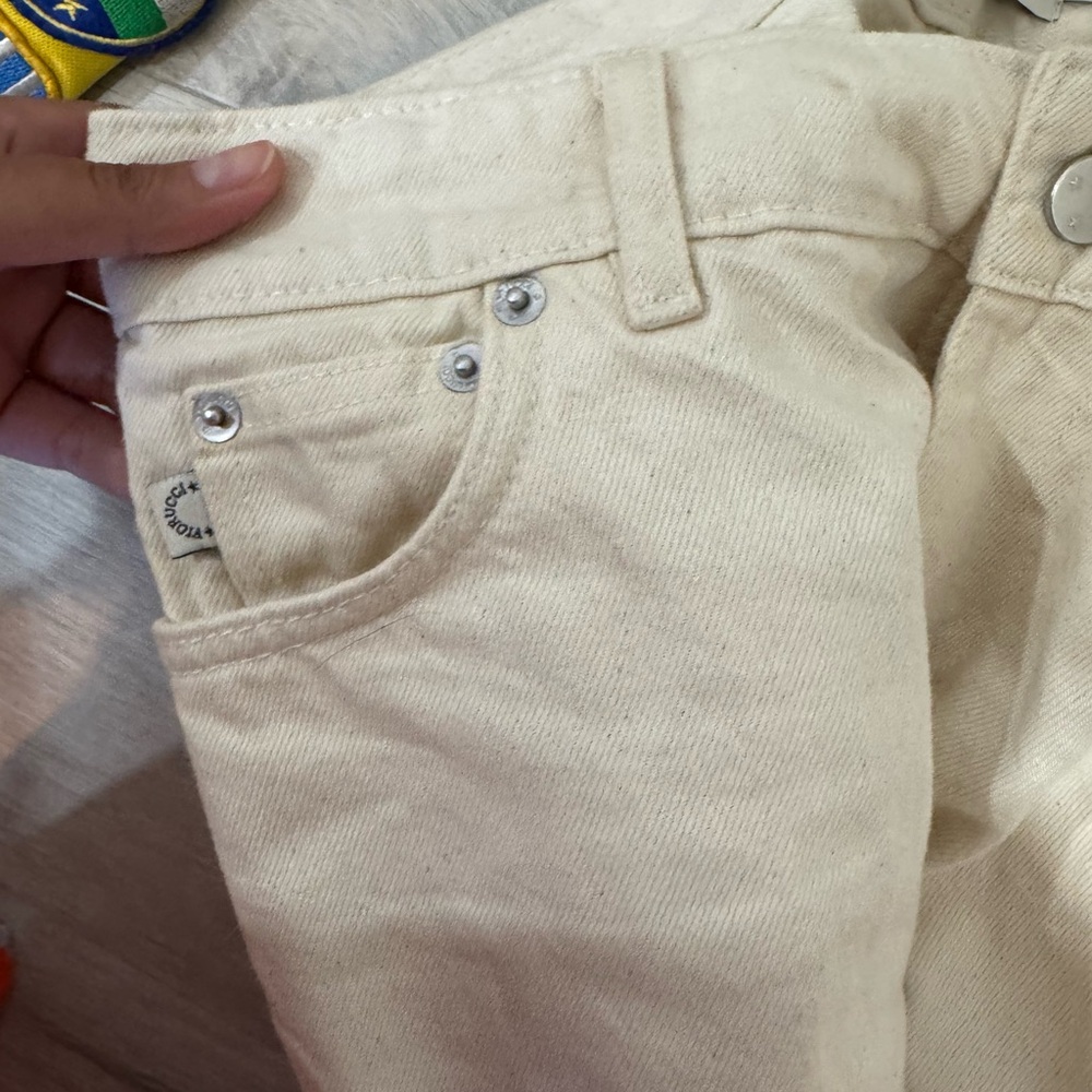 Like New Fiorucci Straight Leg Beige off white denim Jeans Angel Face - Picture 11 of 11